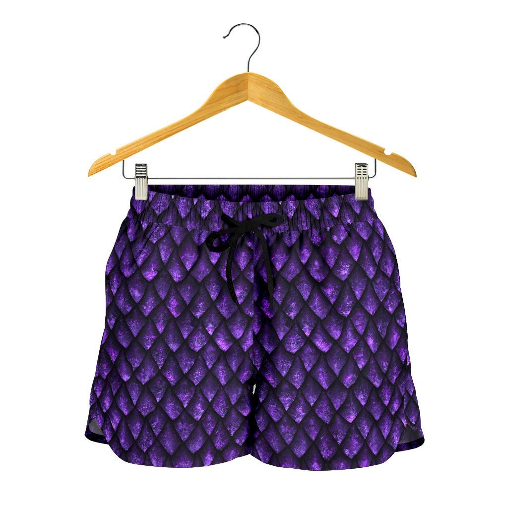 Purple Dragon Scales Pattern Print Women's Shorts