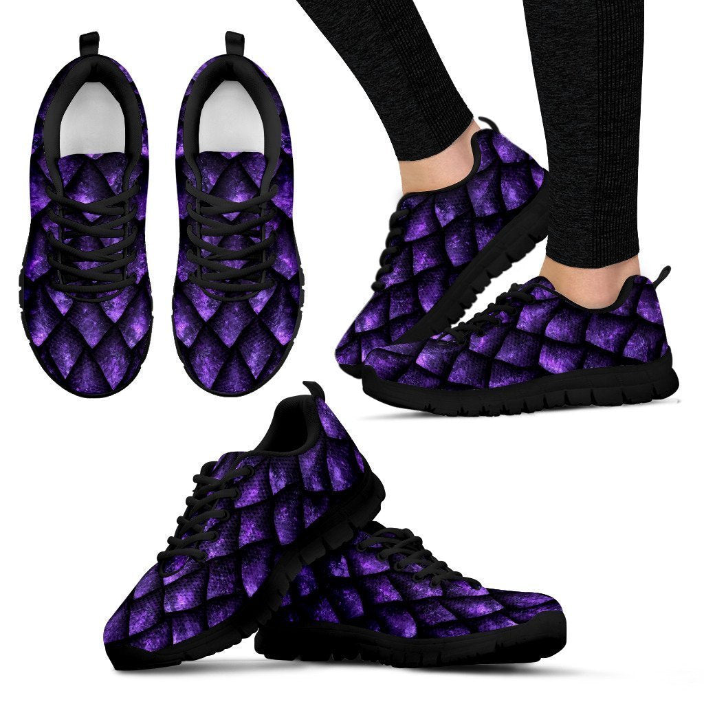 Purple Dragon Scales Pattern Print Women's Sneakers