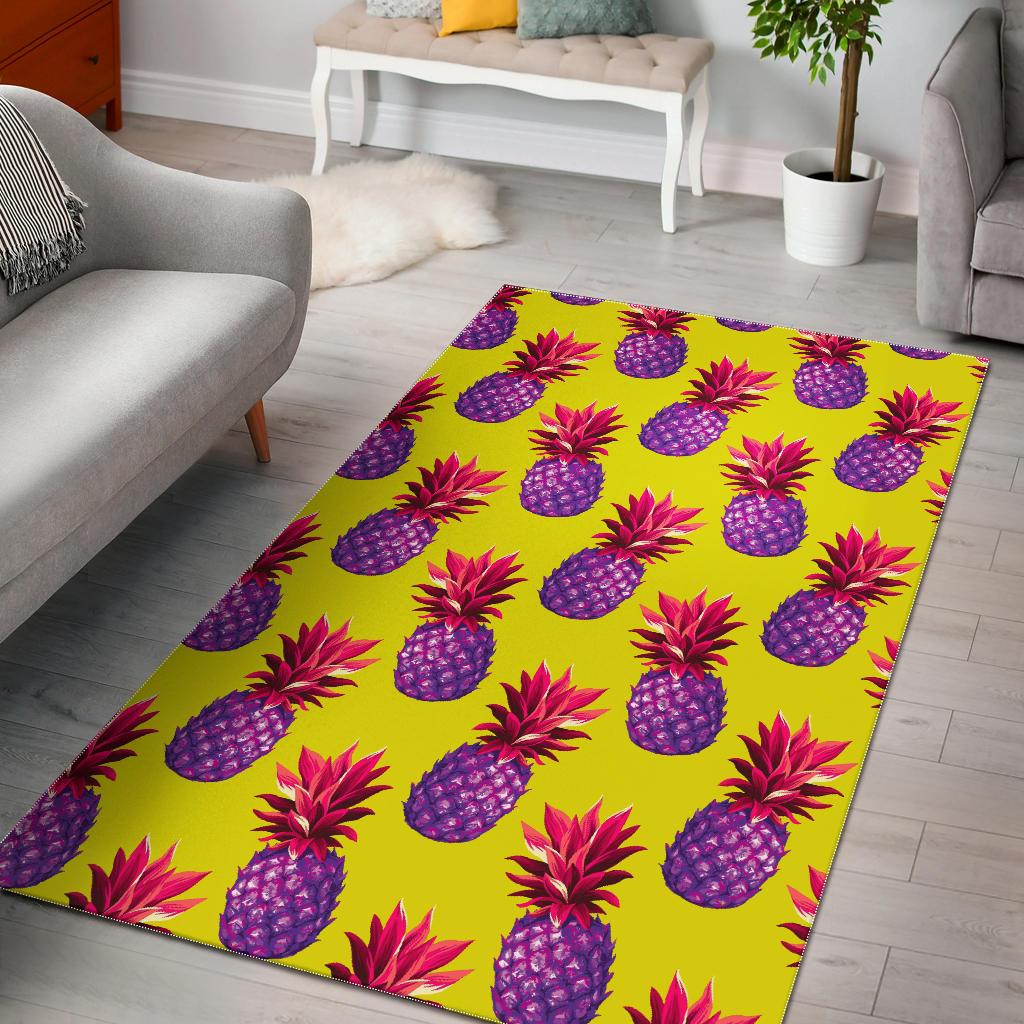 Purple EDM Pineapple Pattern Print Area Rug