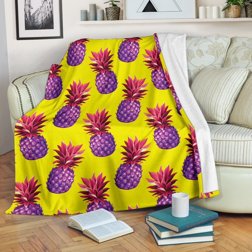 Purple EDM Pineapple Pattern Print Blanket