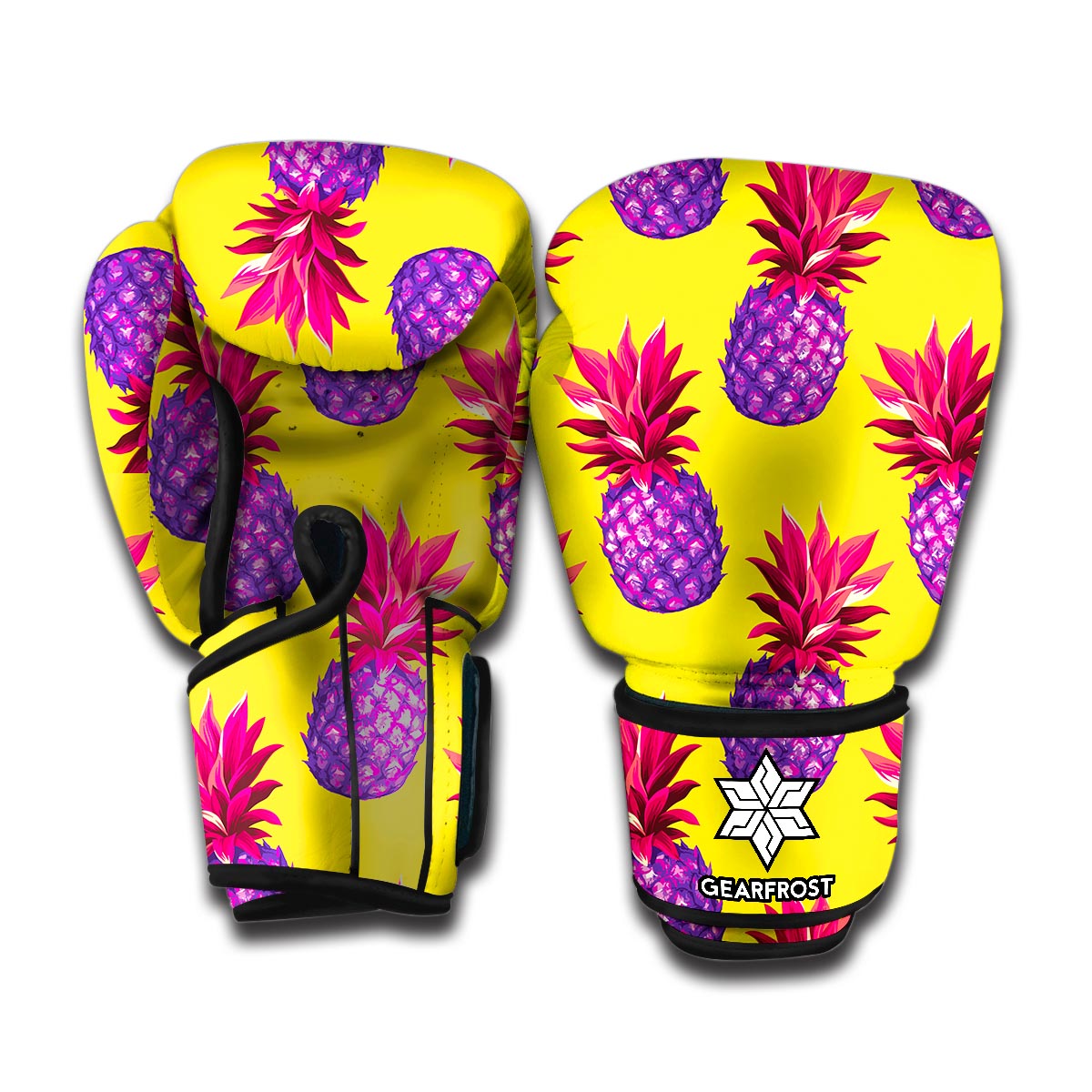 Purple EDM Pineapple Pattern Print Boxing Gloves