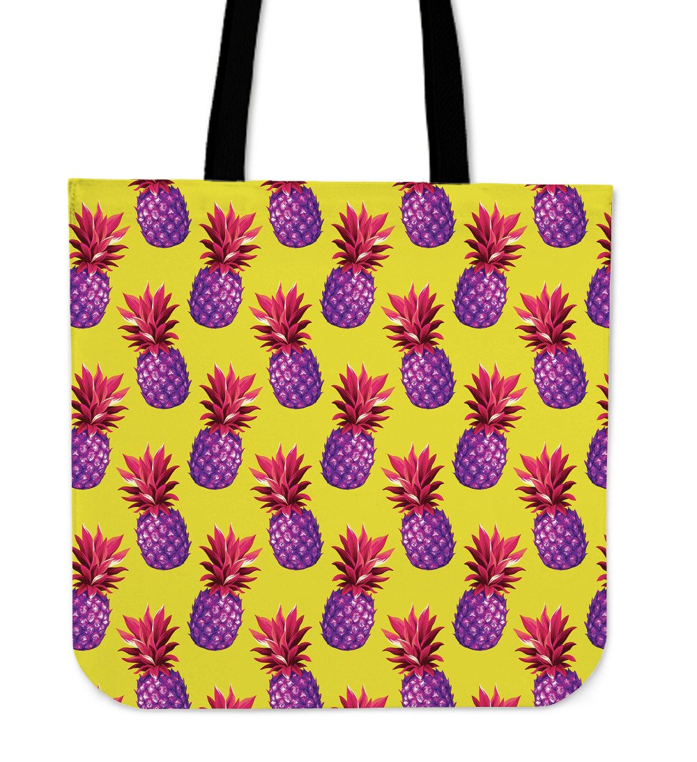 Purple EDM Pineapple Pattern Print Canvas Tote Bag