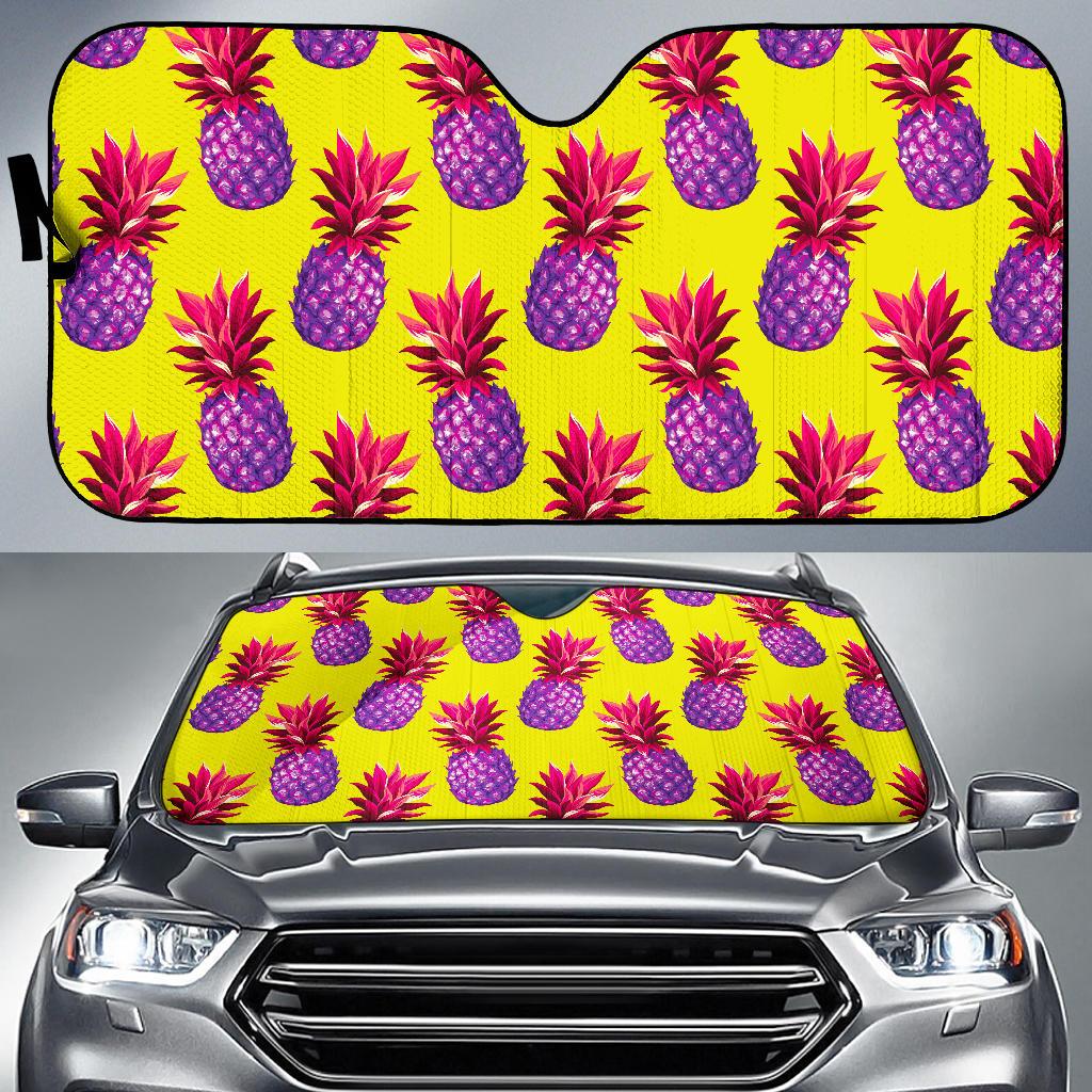 Purple EDM Pineapple Pattern Print Car Sun Shade