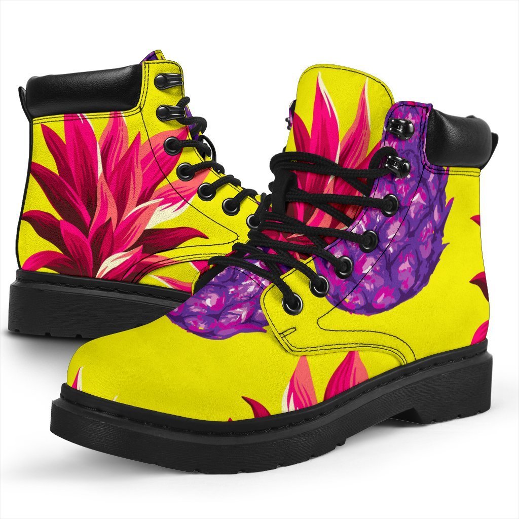 Purple EDM Pineapple Pattern Print Classic Boots