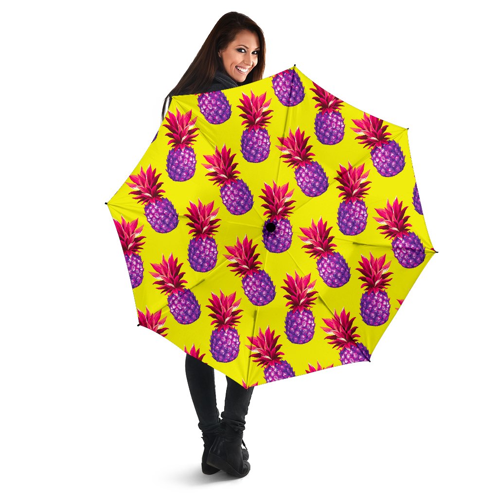 Purple EDM Pineapple Pattern Print Foldable Umbrella