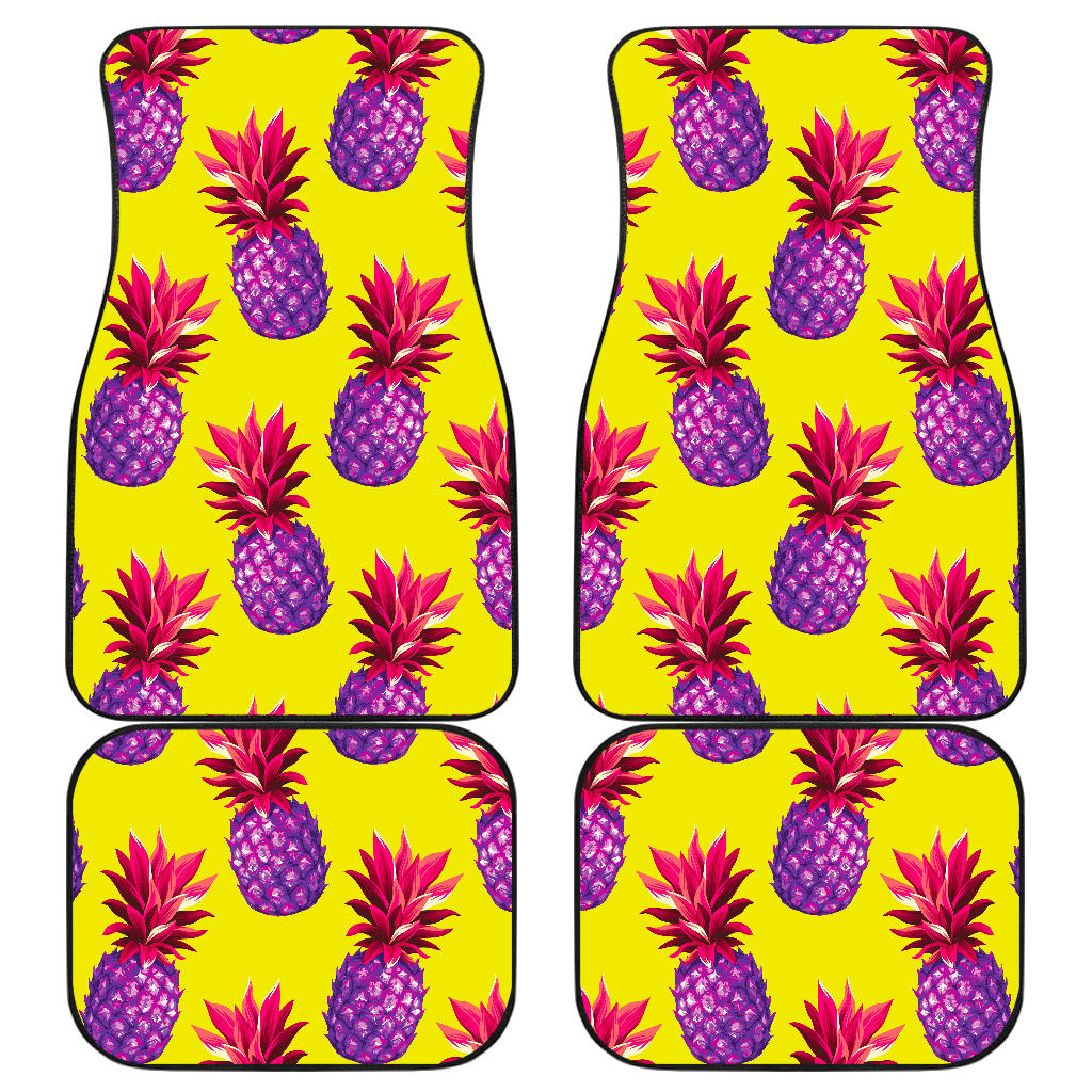 Purple EDM Pineapple Pattern Print Front and Back Car Floor Mats