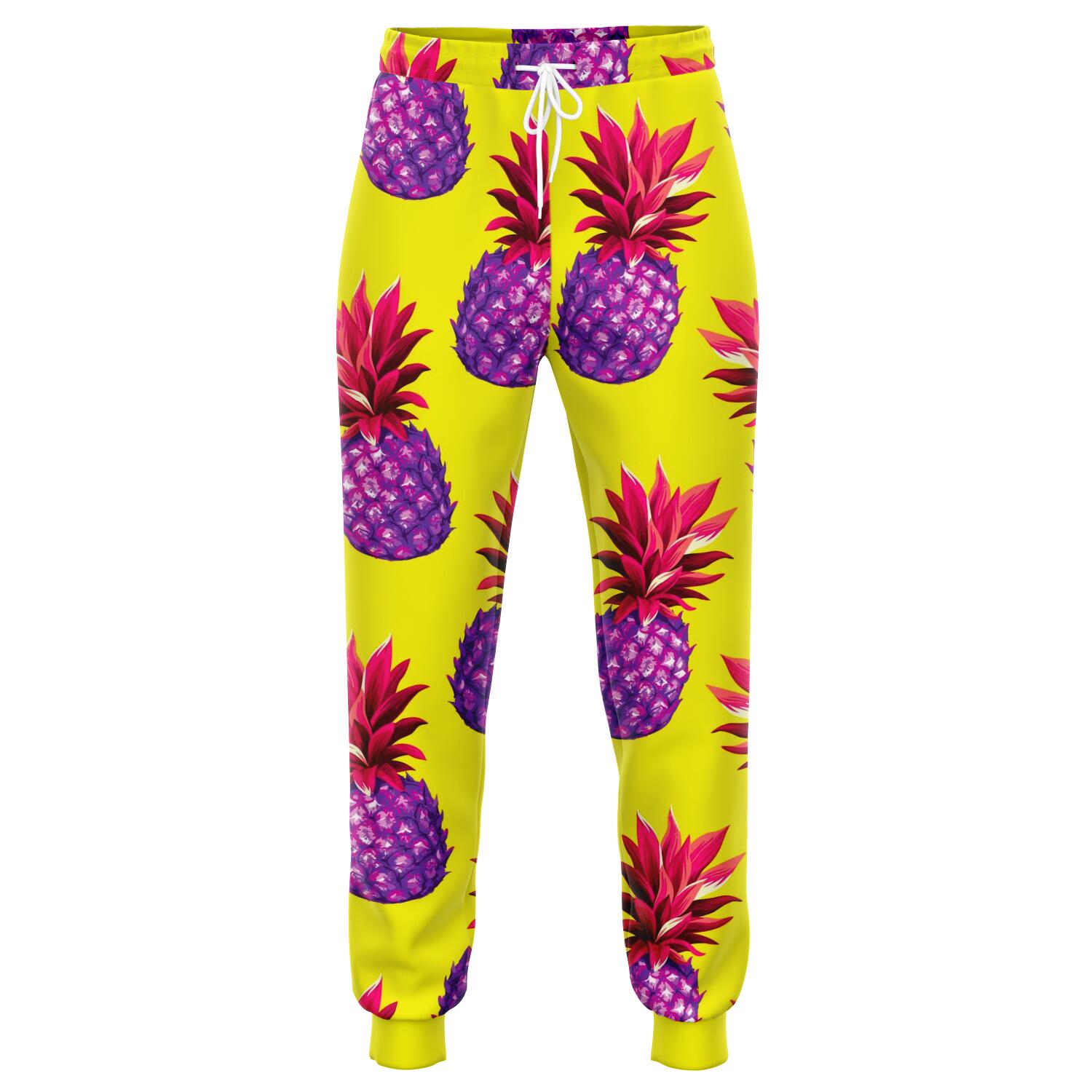 Purple EDM Pineapple Pattern Print Jogger Pants