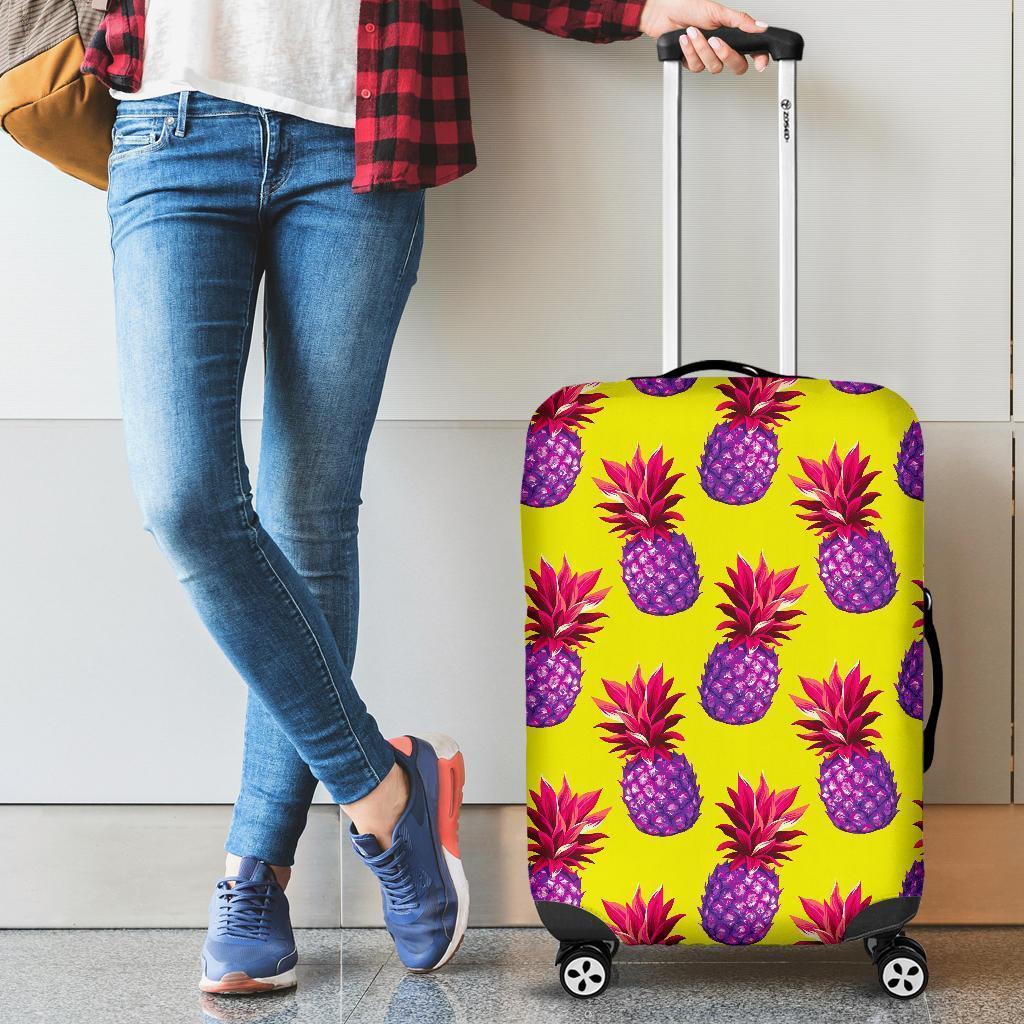 Purple EDM Pineapple Pattern Print Luggage Cover