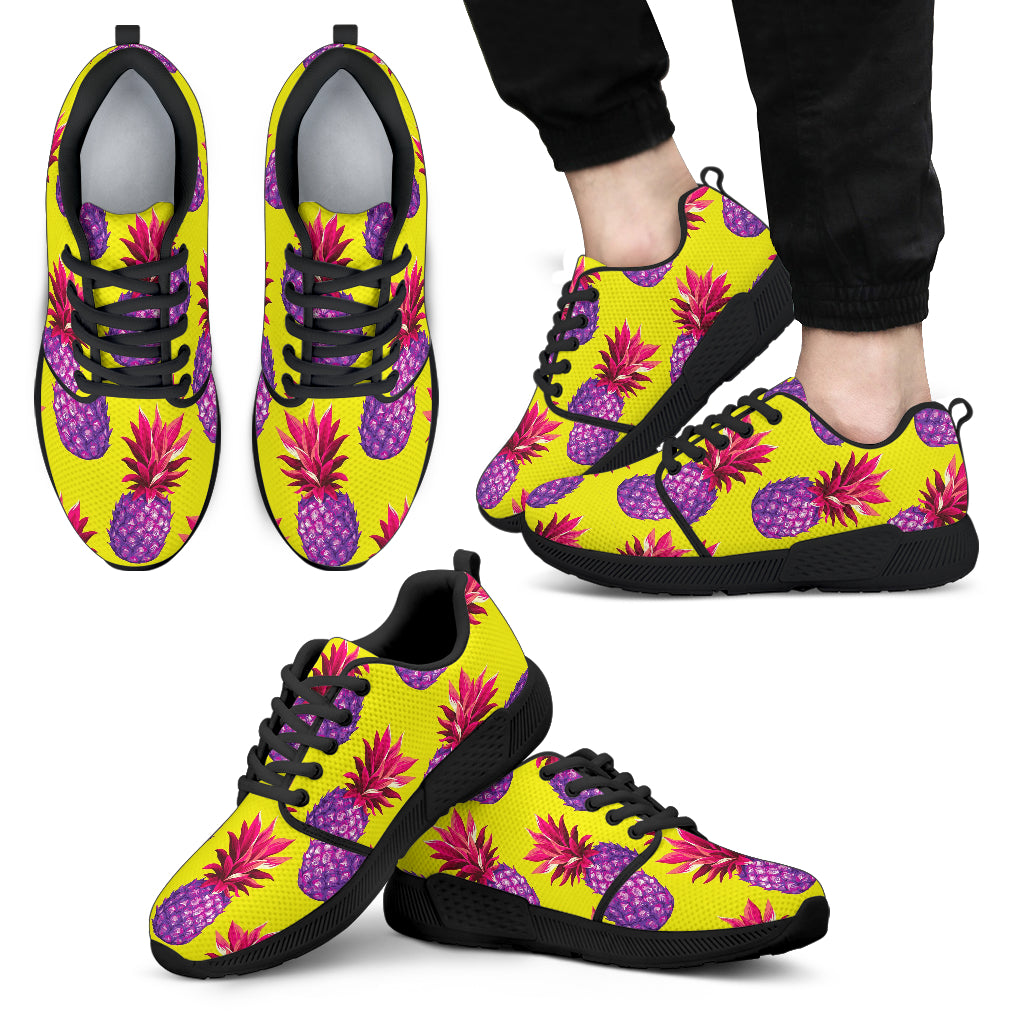 Purple EDM Pineapple Pattern Print Men's Athletic Shoes