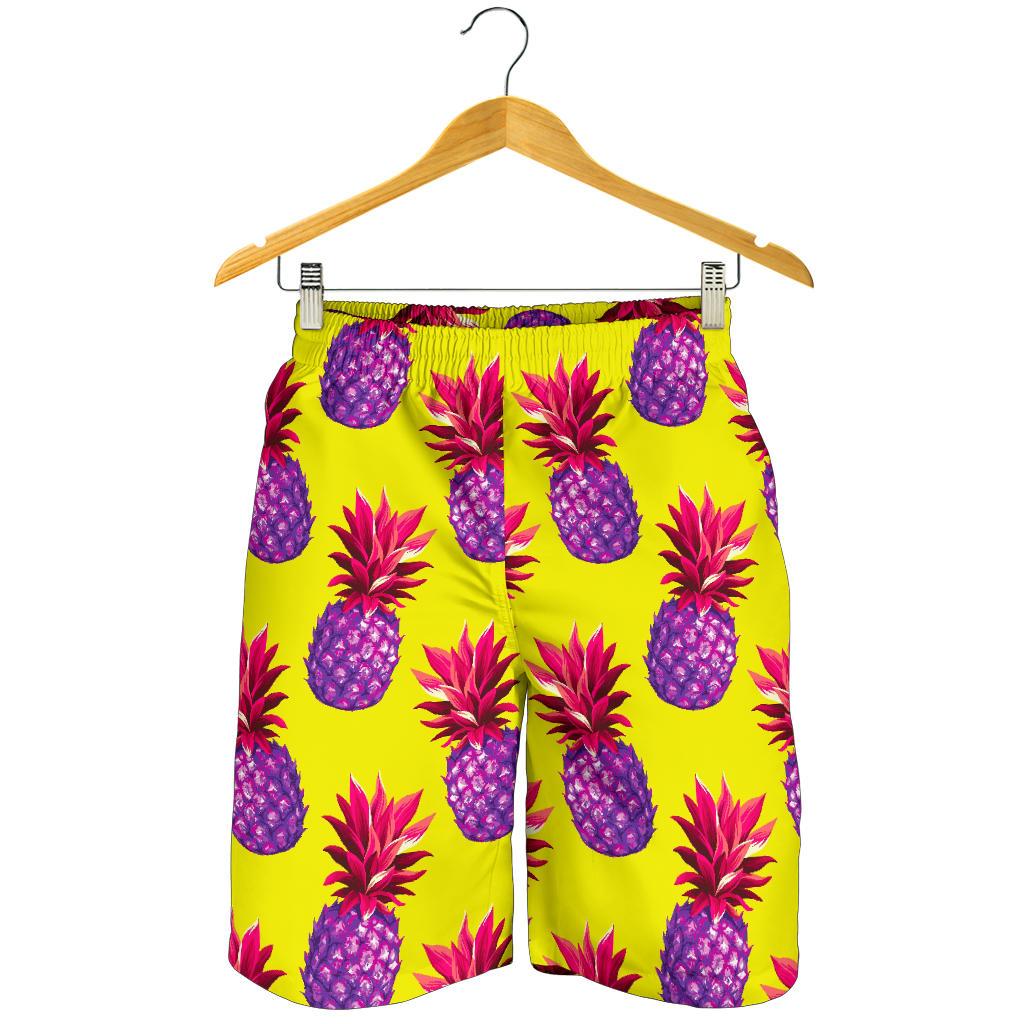 Purple EDM Pineapple Pattern Print Men's Shorts