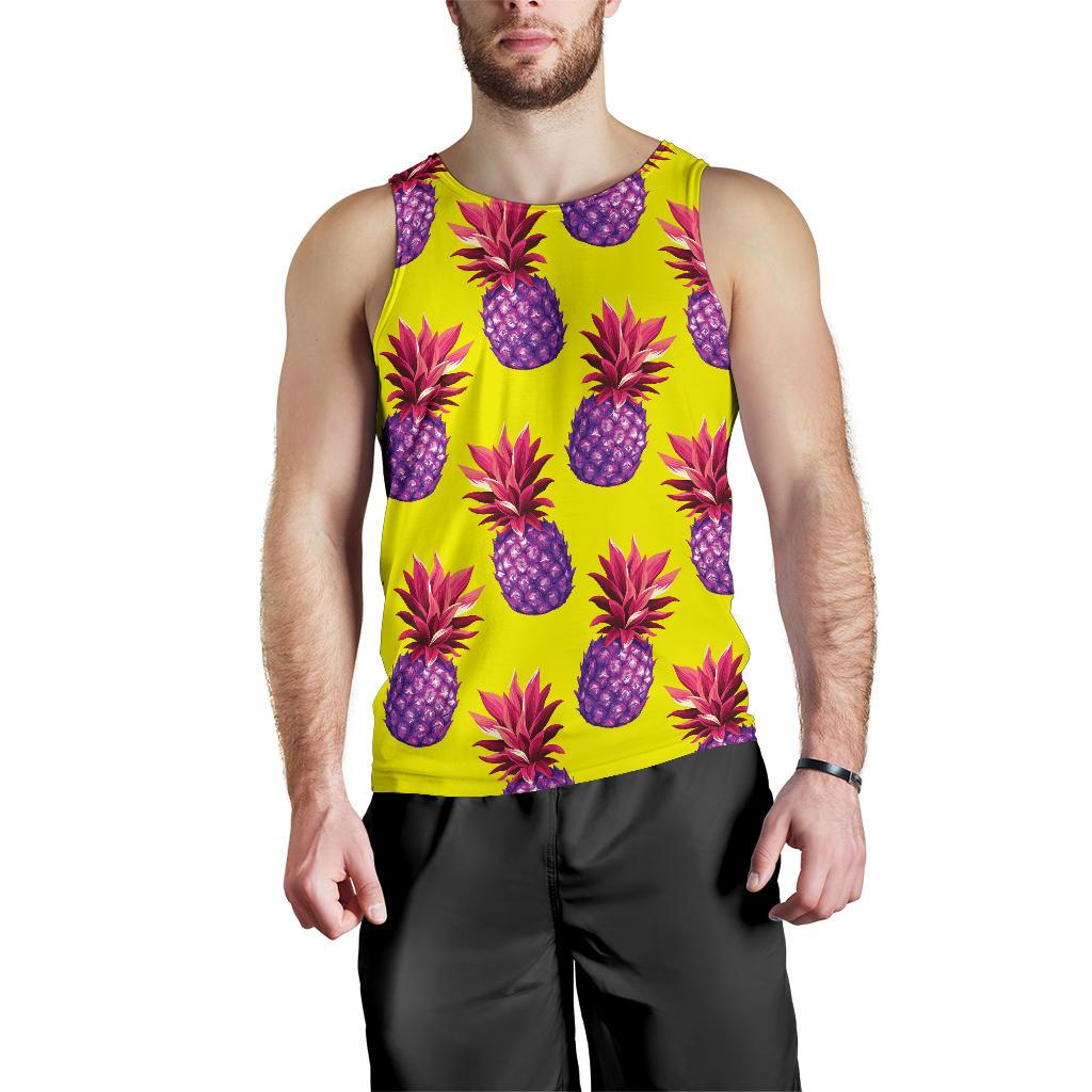 Purple EDM Pineapple Pattern Print Men's Tank Top