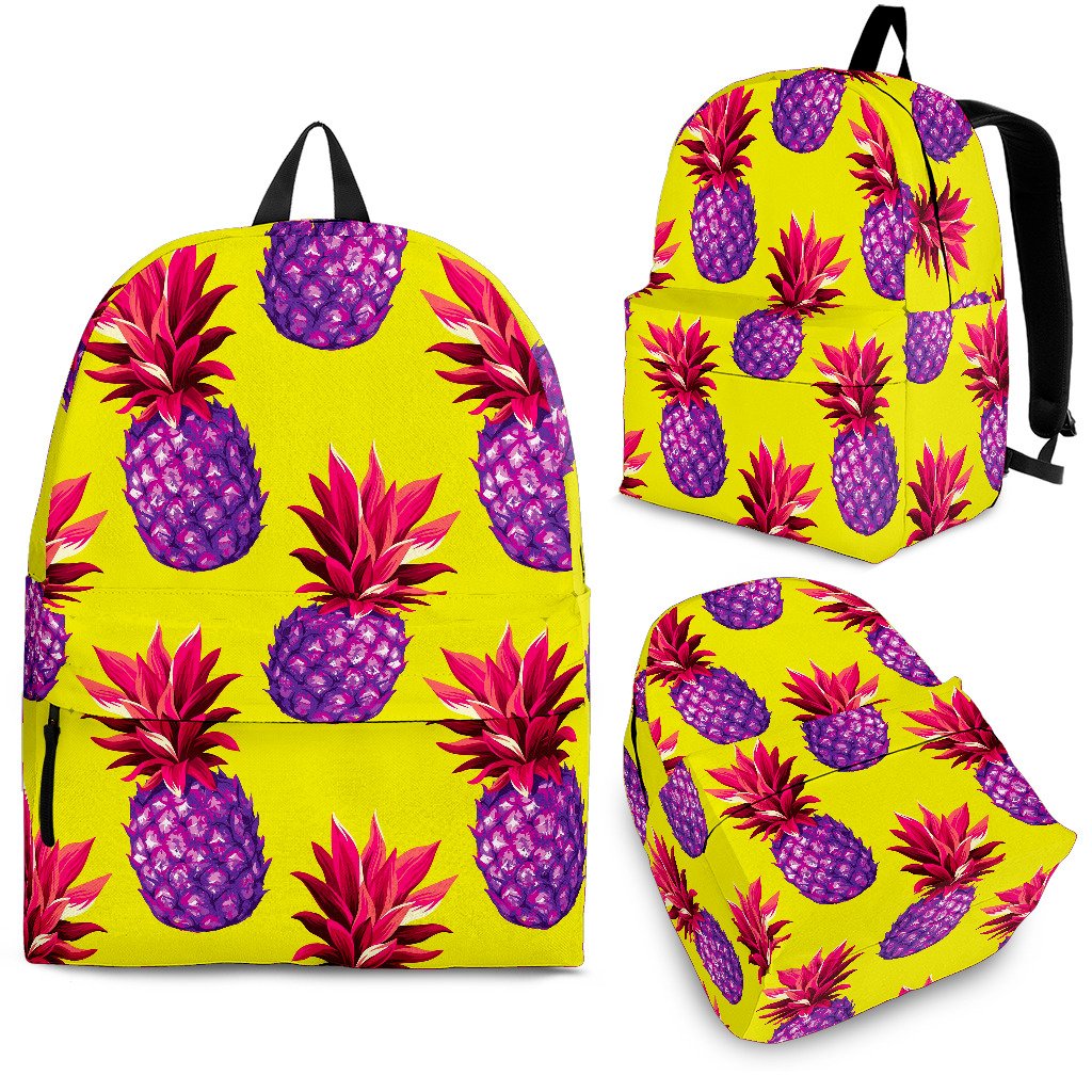 Purple EDM Pineapple Pattern Print School Backpack