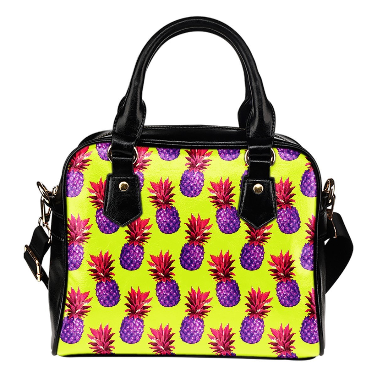 Purple EDM Pineapple Pattern Print Shoulder Handbag