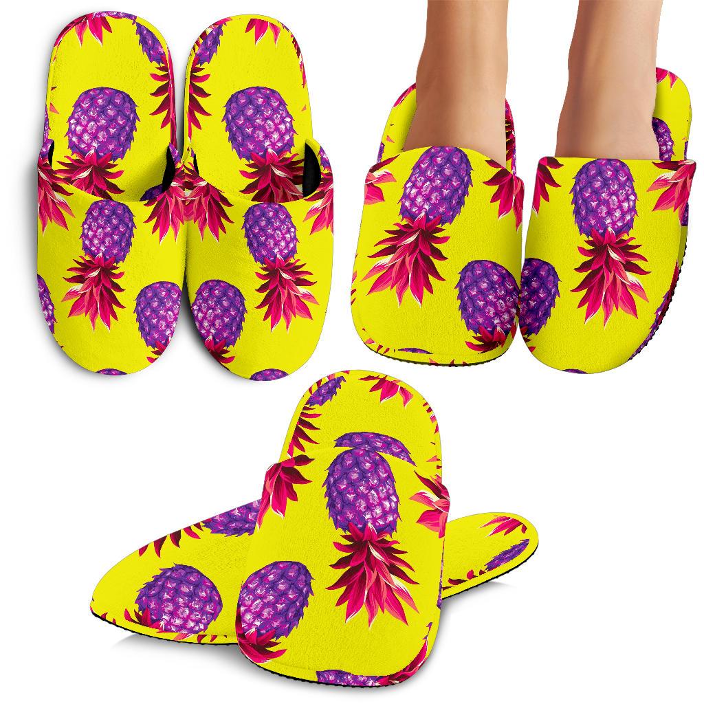 Purple EDM Pineapple Pattern Print Slippers