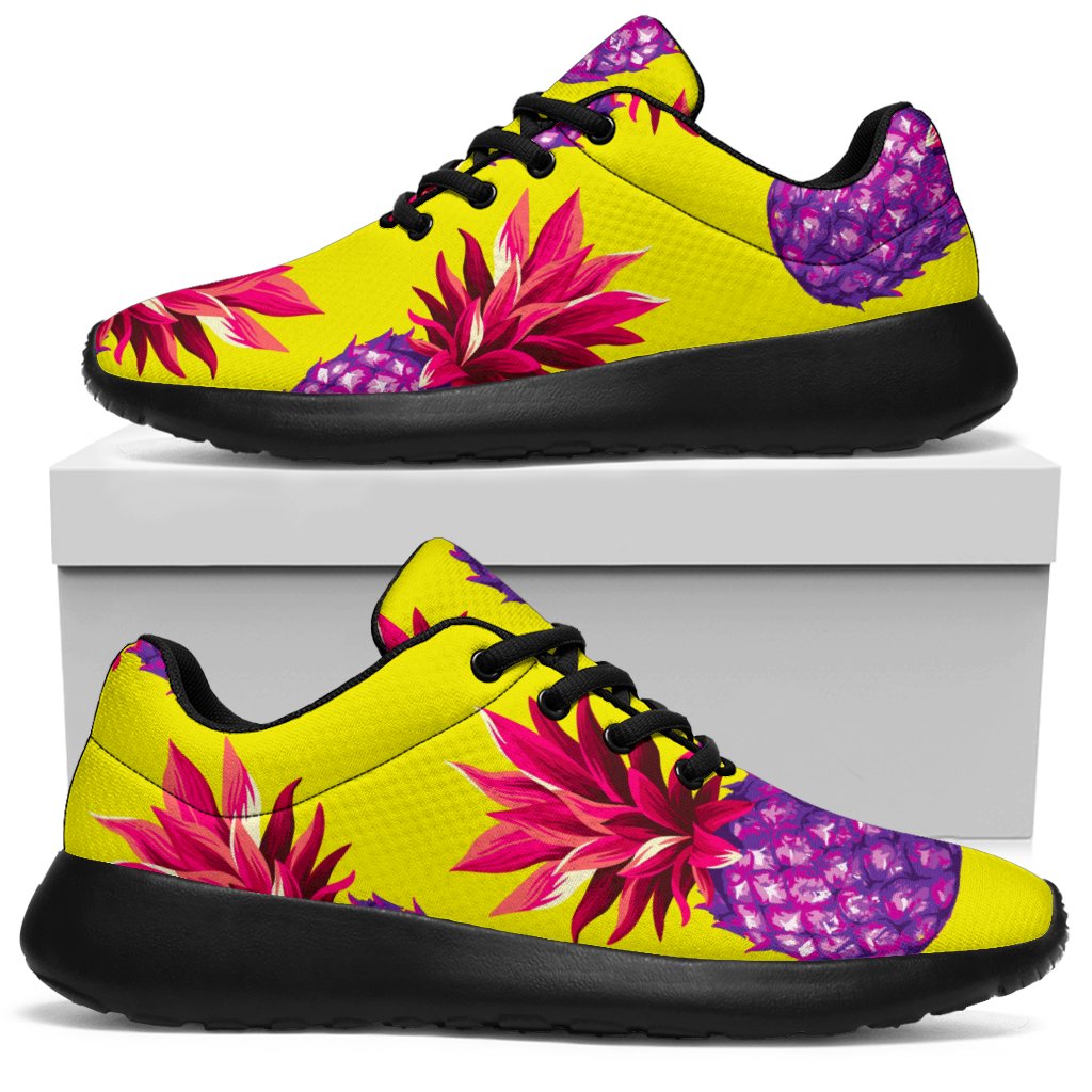 Purple EDM Pineapple Pattern Print Sport Sneakers