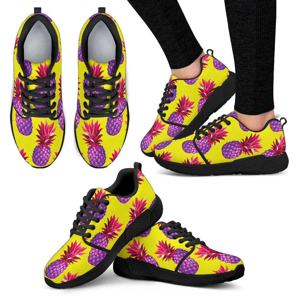 Purple EDM Pineapple Pattern Print Women's Athletic Shoes