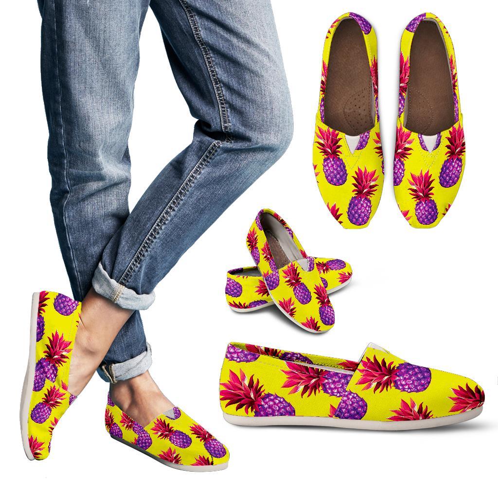 Purple EDM Pineapple Pattern Print Women's Casual Canvas Shoes