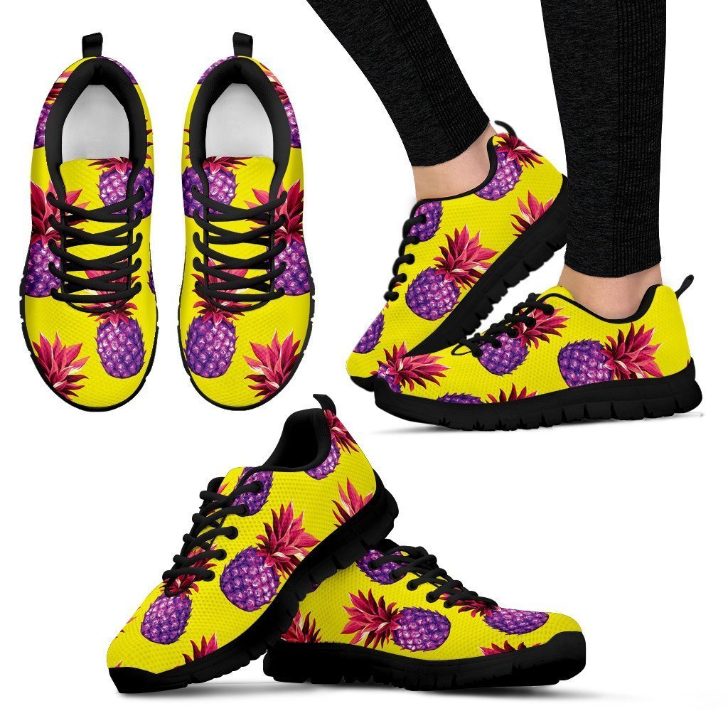 Purple EDM Pineapple Pattern Print Women's Sneakers