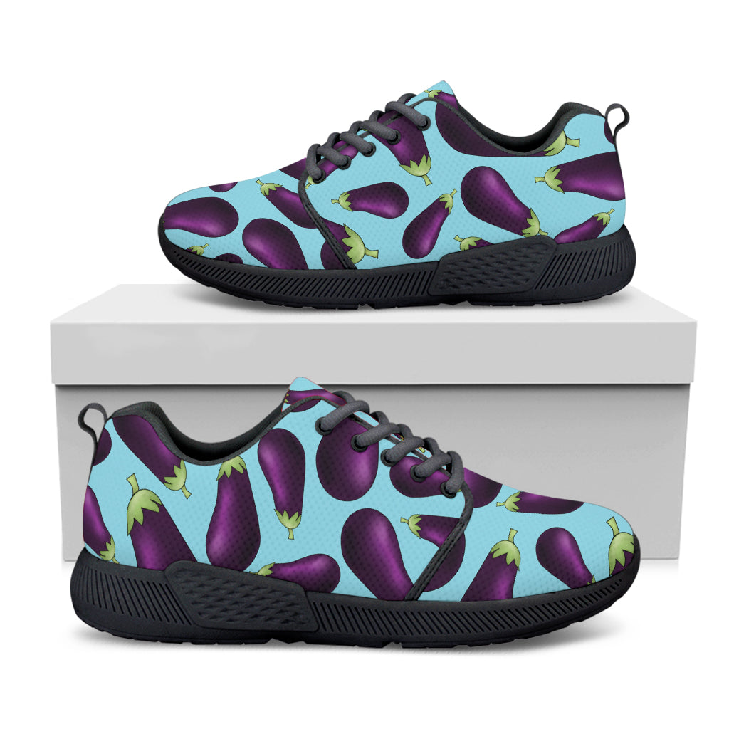 Purple Eggplant Pattern Print Black Athletic Shoes