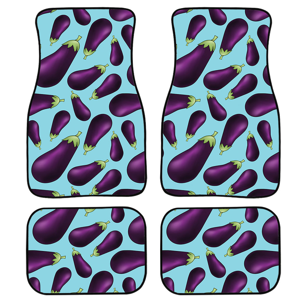 Purple Eggplant Pattern Print Front and Back Car Floor Mats