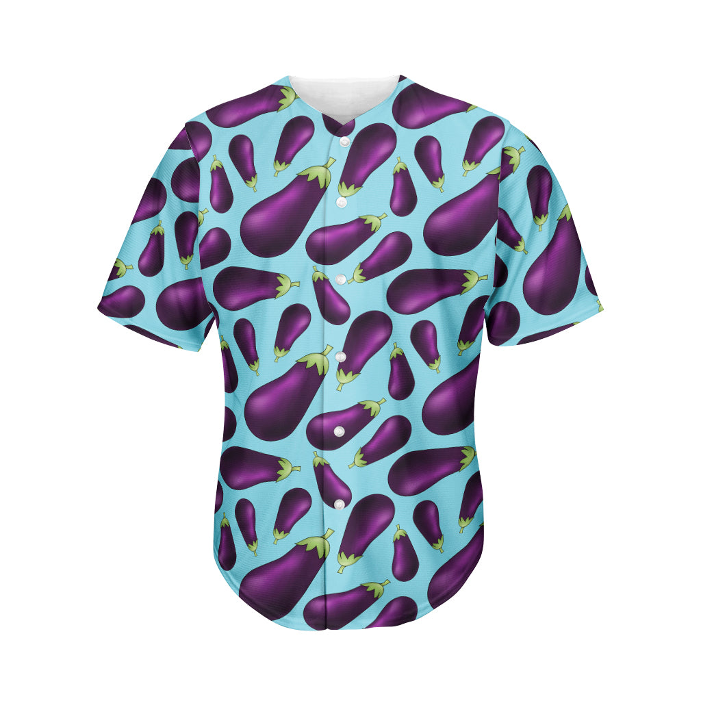 Purple Eggplant Pattern Print Men's Baseball Jersey