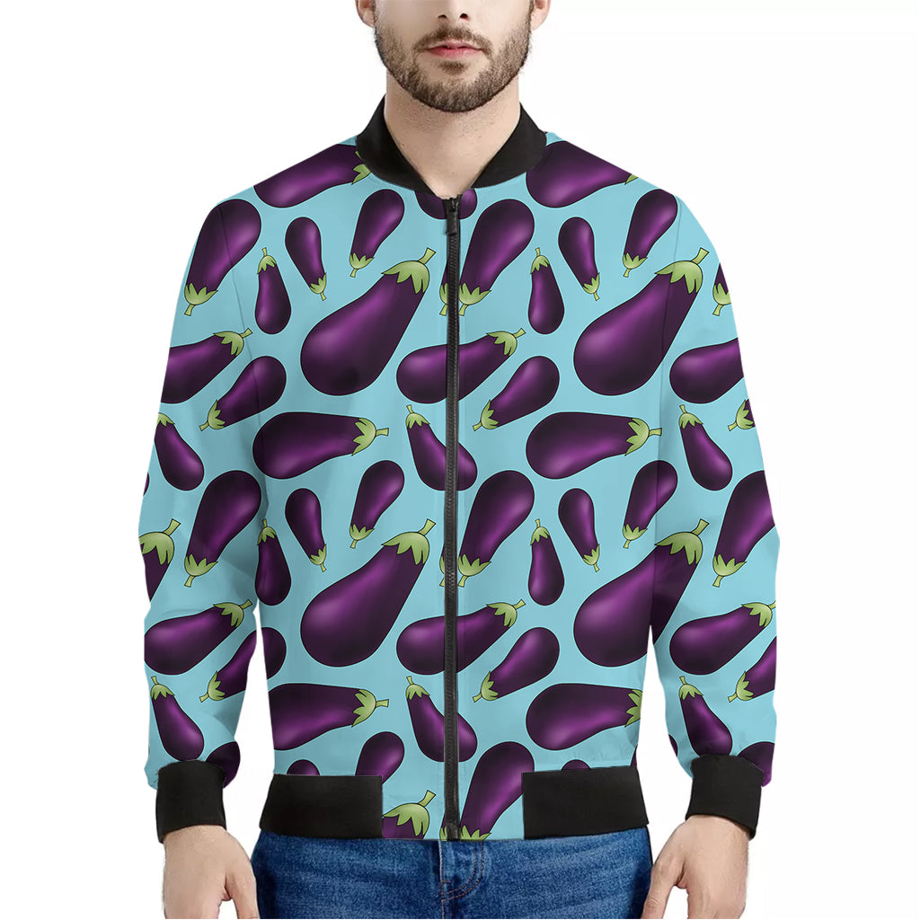 Purple Eggplant Pattern Print Men's Bomber Jacket