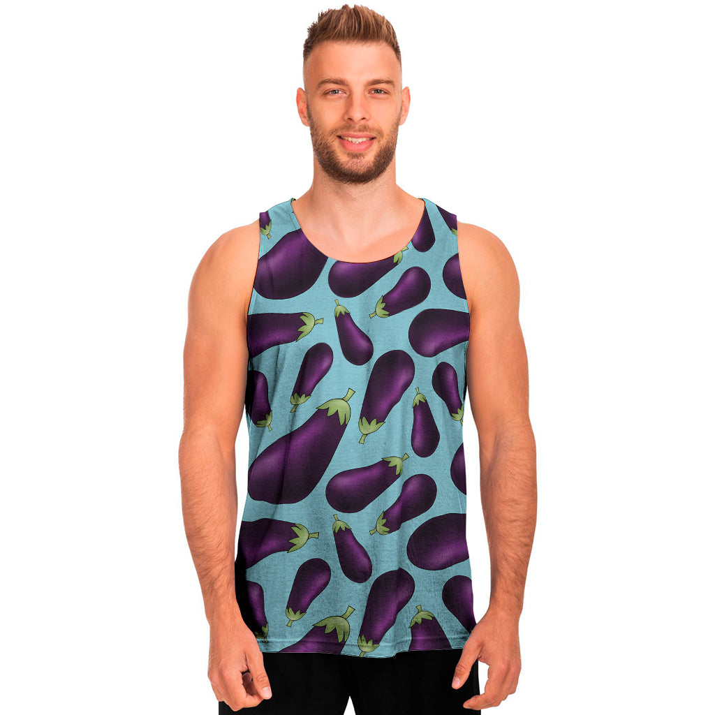 Purple Eggplant Pattern Print Men's Tank Top