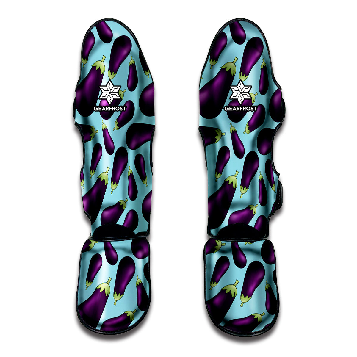 Purple Eggplant Pattern Print Muay Thai Shin Guards