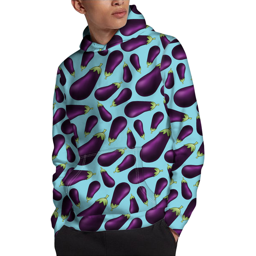 Purple Eggplant Pattern Print Pullover Hoodie