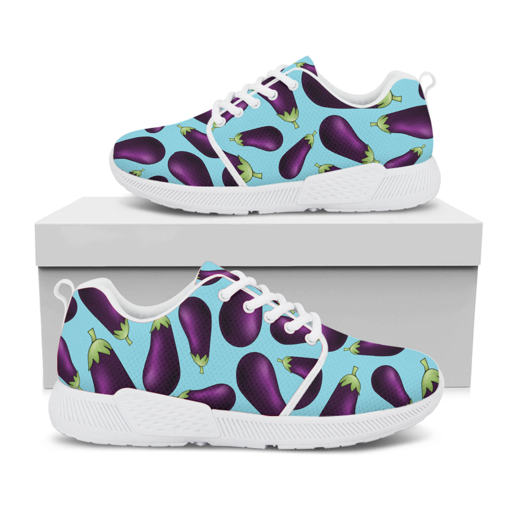 Purple Eggplant Pattern Print White Athletic Shoes