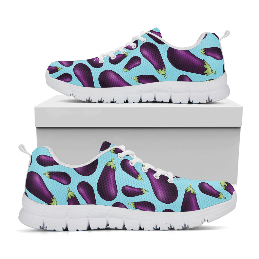 Purple Eggplant Pattern Print White Sneakers