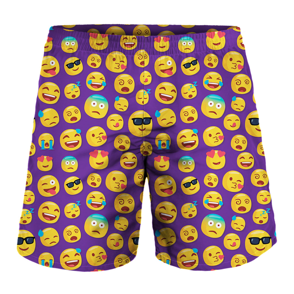 Purple Emoji Pattern Print Men's Shorts