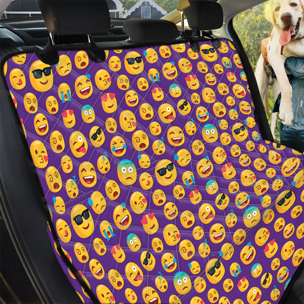 Purple Emoji Pattern Print Pet Car Back Seat Cover