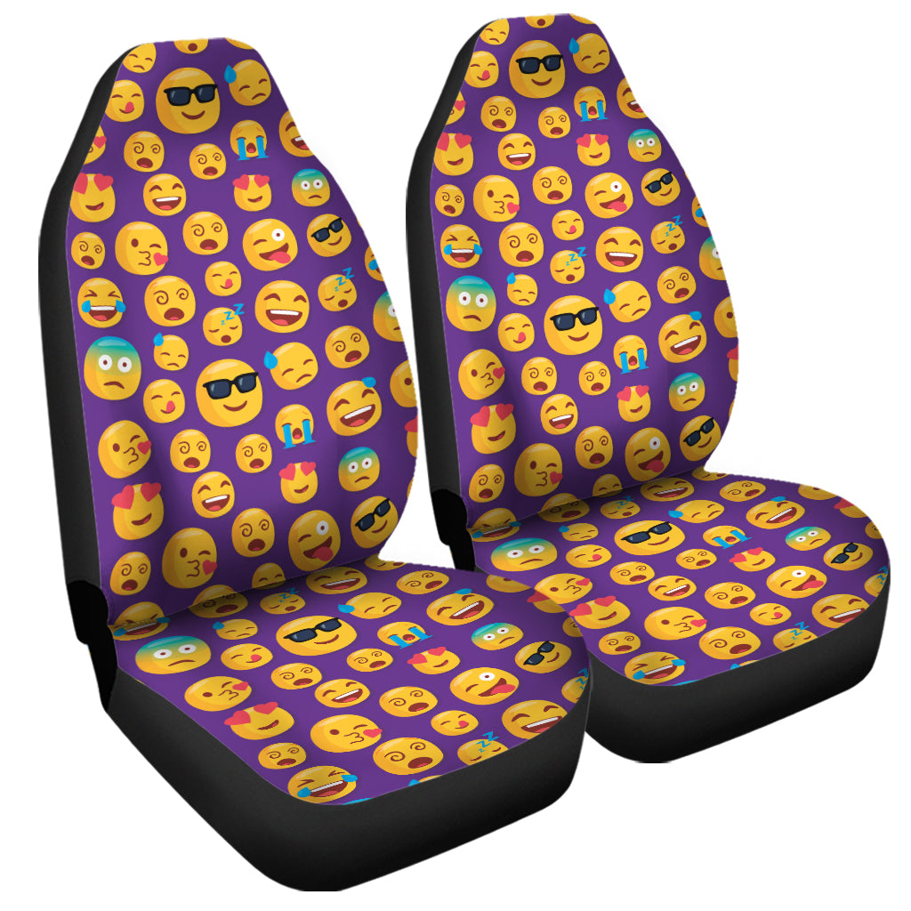 Purple Emoji Pattern Print Universal Fit Car Seat Covers