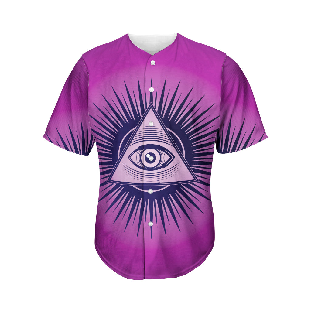 Purple Eye of Providence Print Men's Baseball Jersey