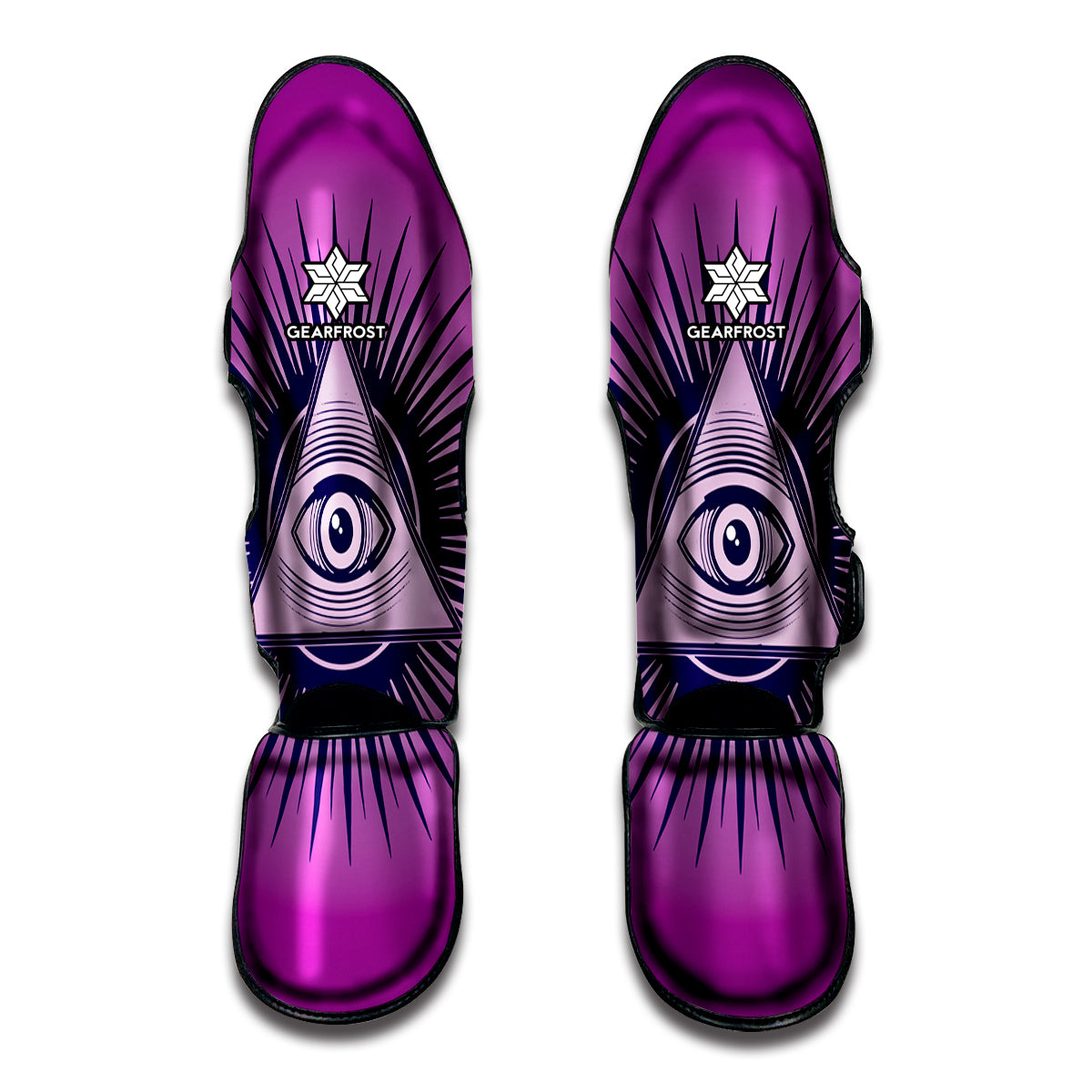 Purple Eye of Providence Print Muay Thai Shin Guards