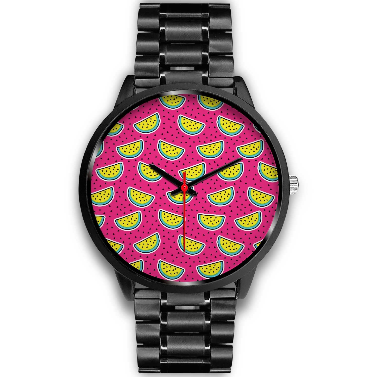 Purple Fancy Watermelon Pattern Print Black Watch