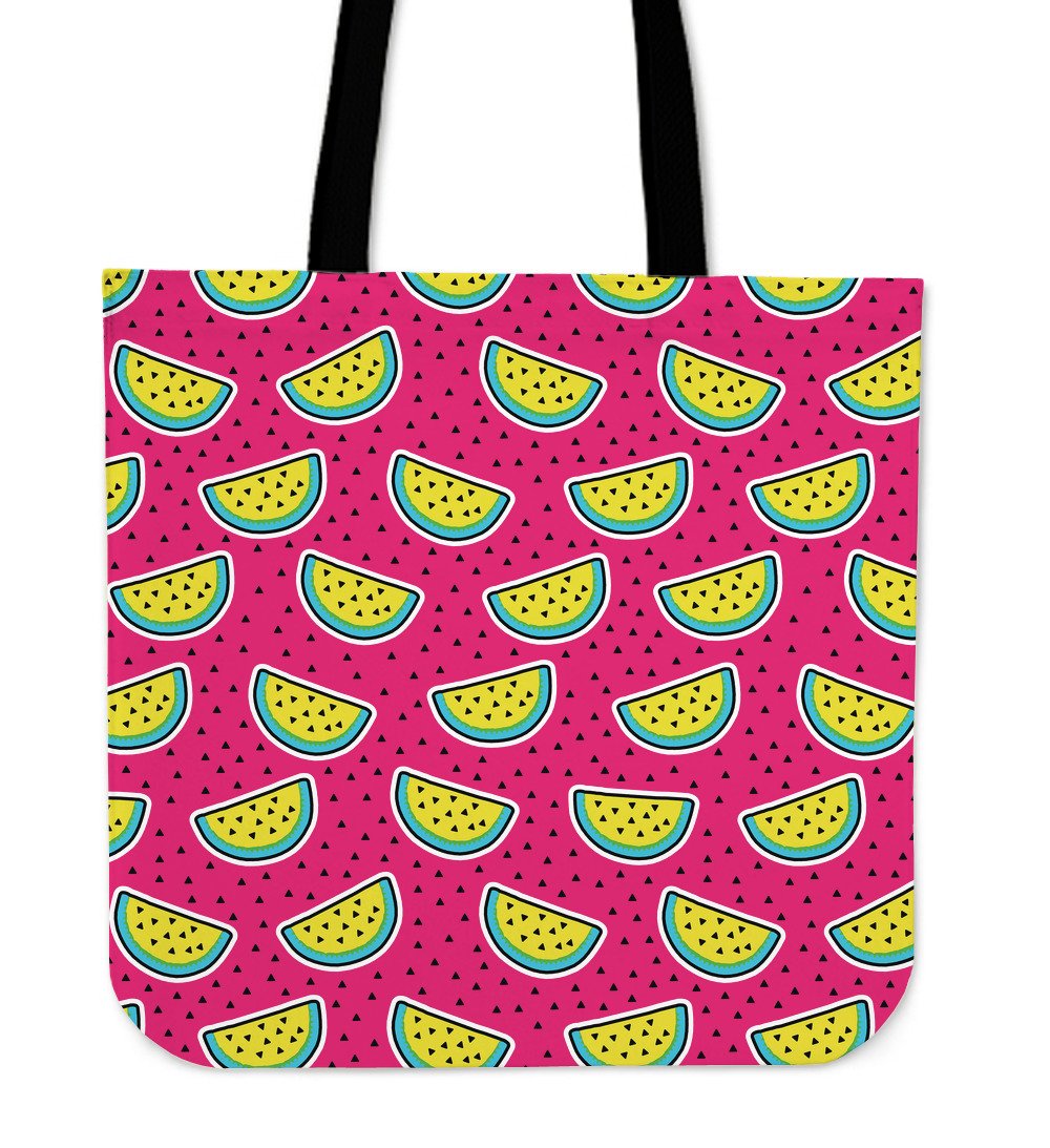 Purple Fancy Watermelon Pattern Print Canvas Tote Bag