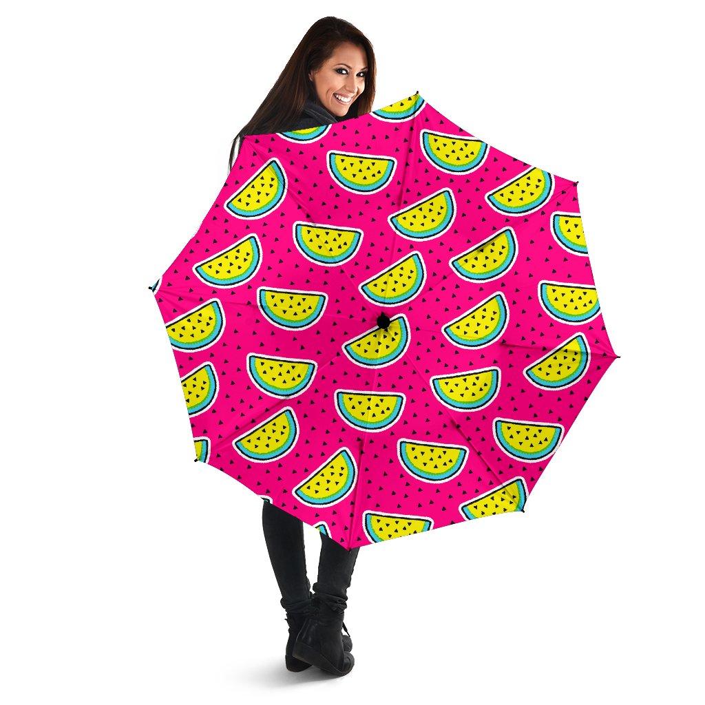 Purple Fancy Watermelon Pattern Print Foldable Umbrella