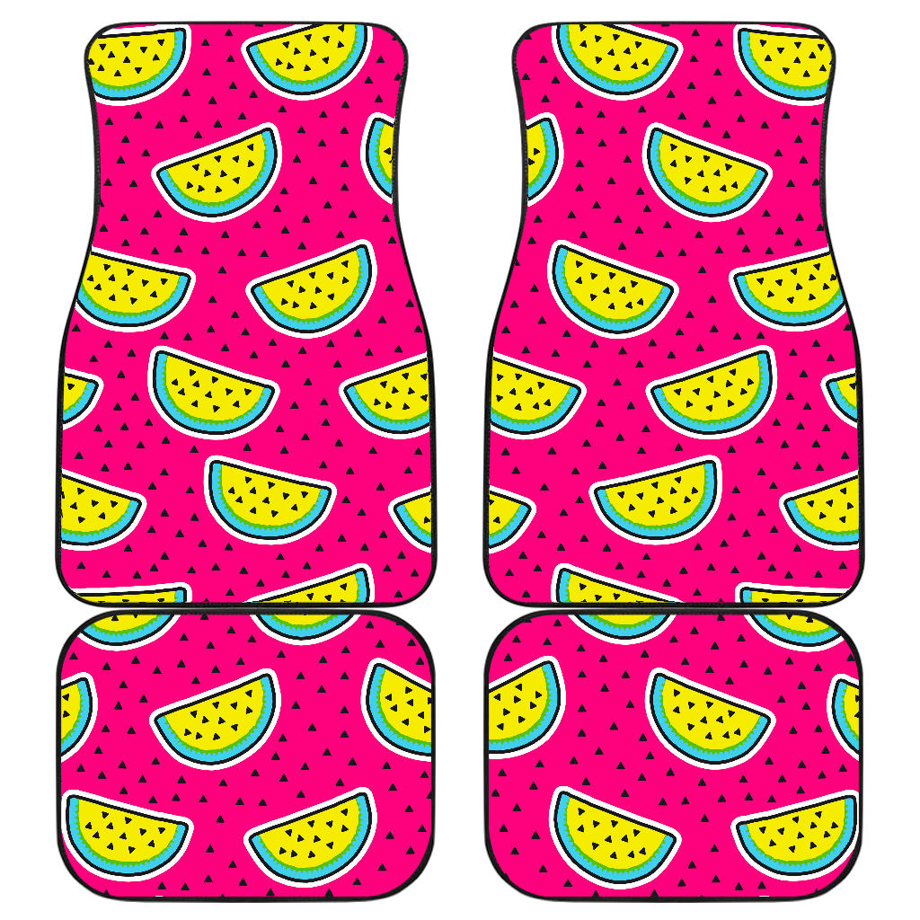 Purple Fancy Watermelon Pattern Print Front and Back Car Floor Mats