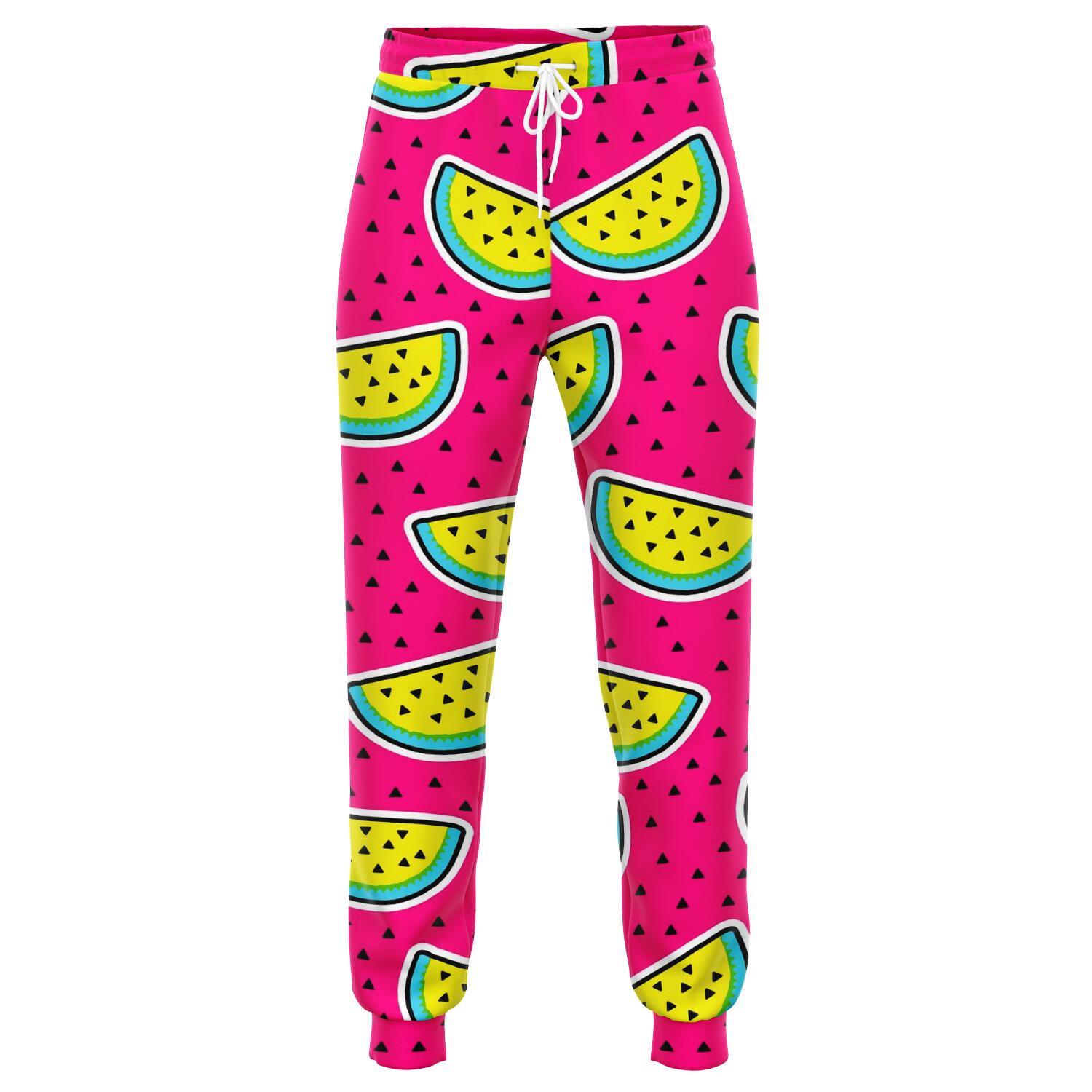 Purple Fancy Watermelon Pattern Print Jogger Pants