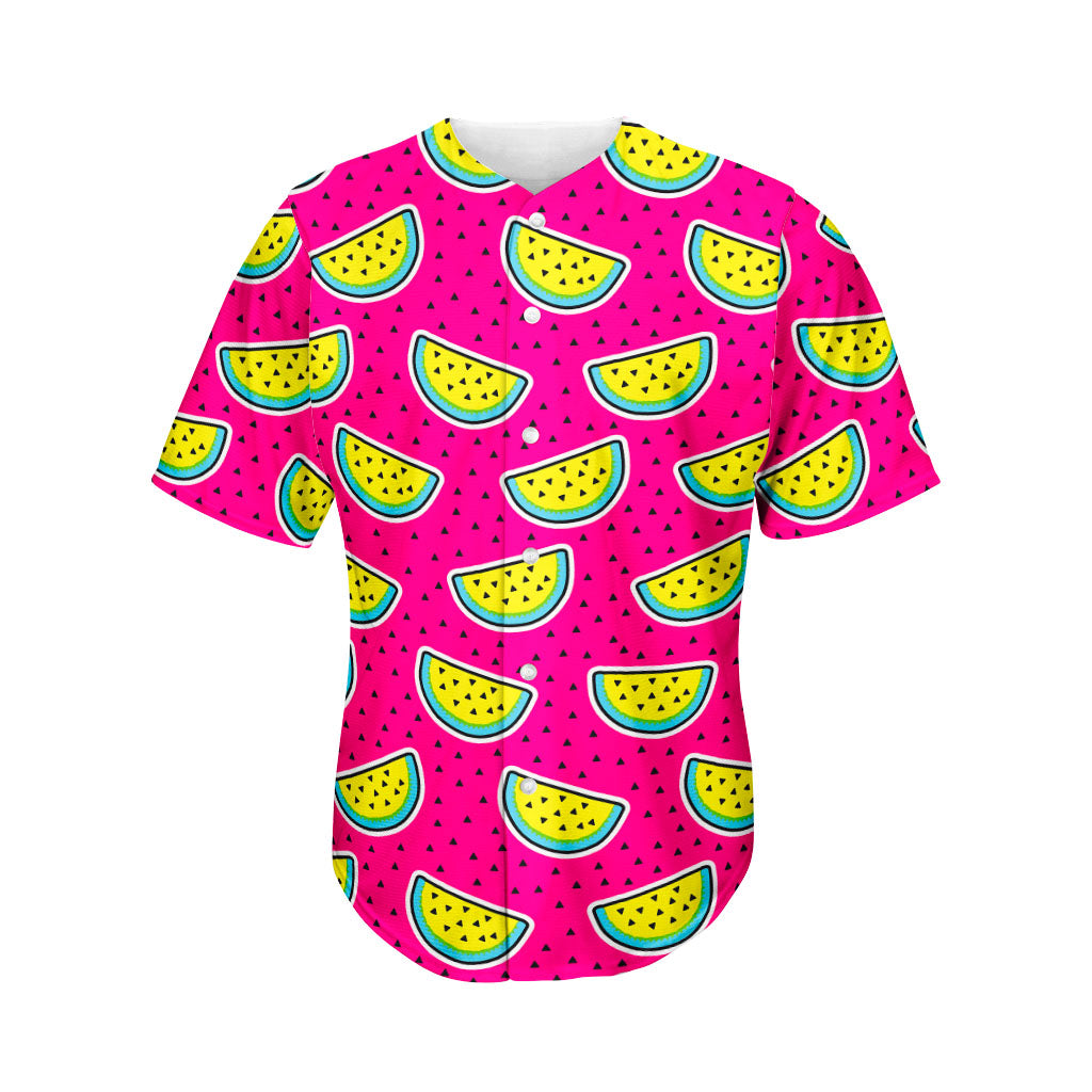 Purple Fancy Watermelon Pattern Print Men's Baseball Jersey