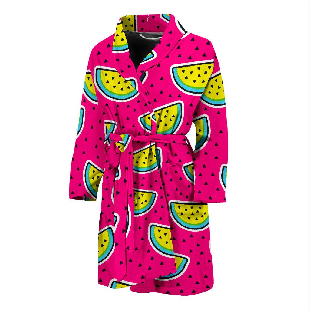 Purple Fancy Watermelon Pattern Print Men's Bathrobe