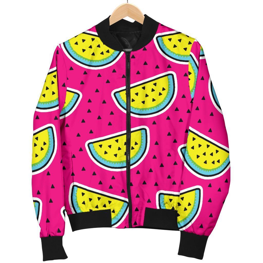 Purple Fancy Watermelon Pattern Print Men's Bomber Jacket