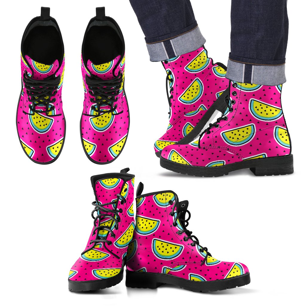 Purple Fancy Watermelon Pattern Print Men's Boots