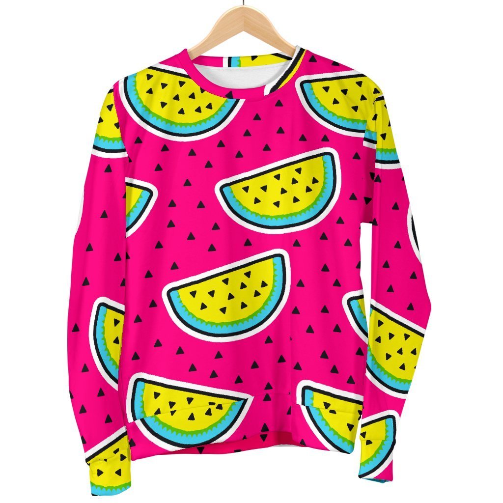 Purple Fancy Watermelon Pattern Print Men's Crewneck Sweatshirt