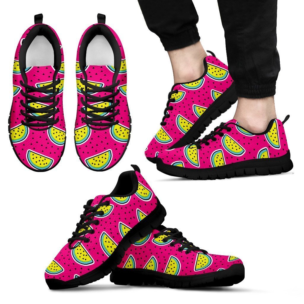 Purple Fancy Watermelon Pattern Print Men's Sneakers