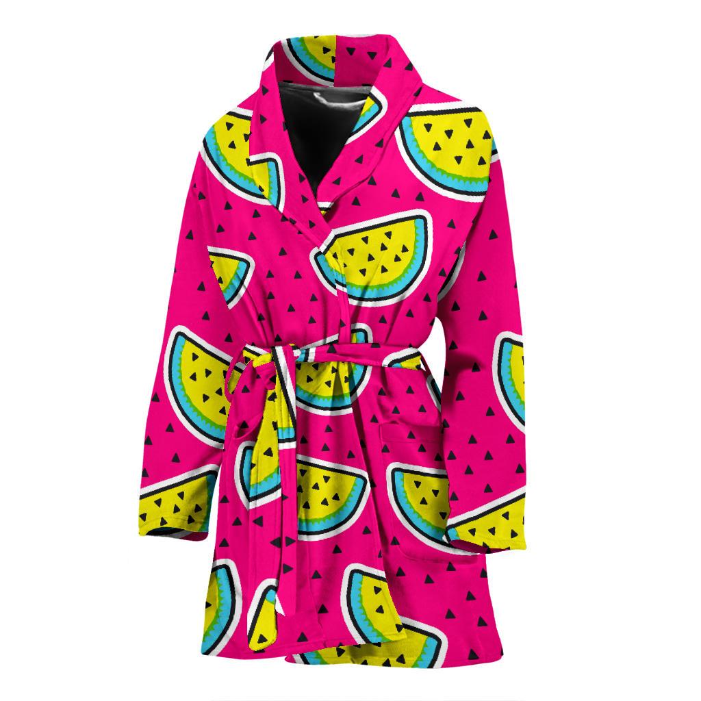 Purple Fancy Watermelon Pattern Print Women's Bathrobe