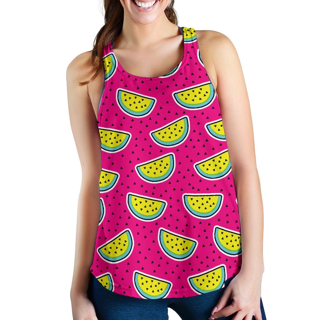 Purple Fancy Watermelon Pattern Print Women's Racerback Tank Top