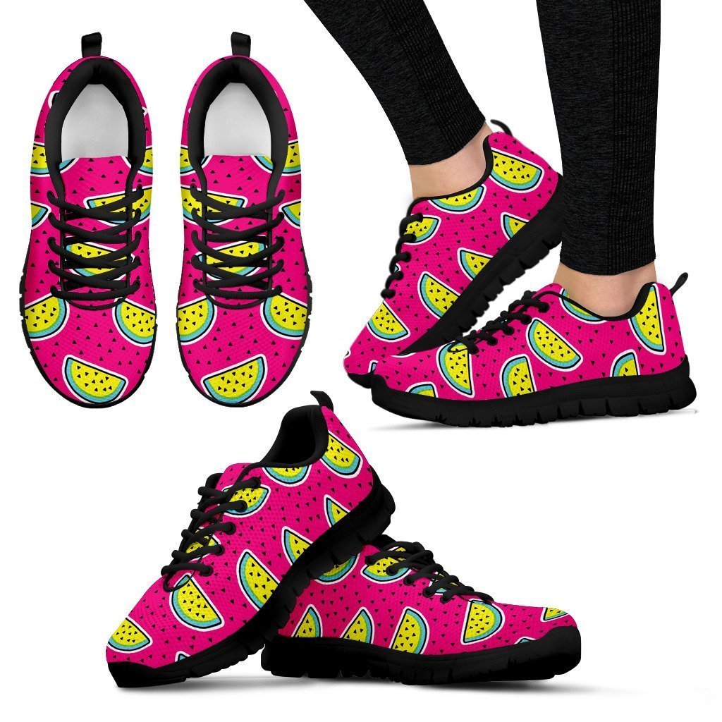 Purple Fancy Watermelon Pattern Print Women's Sneakers